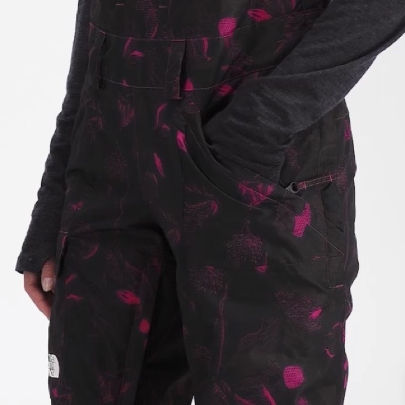 The North Face Freedom Women's Ski Snow Bibs Pants In Black/pink Sz L NWT - Picture 5 of 12